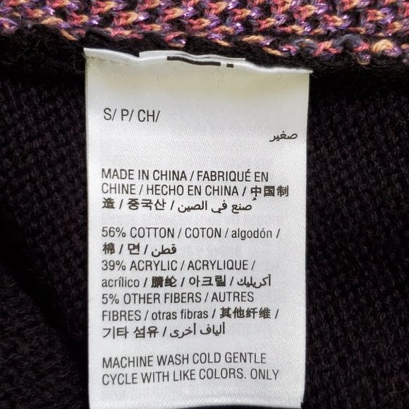 Style & Co Black Sweater With Purple Orange Pink Abstract Floral NWOT Size S - Picture 9 of 10